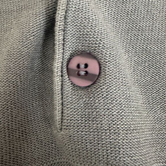 Reunion Mens Sweater Polo Style Gray Silk Button Collar Size L - Picture 4 of 7